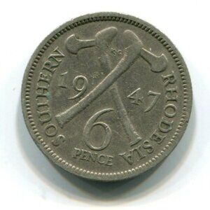1947 Southern Rhodesia 6p Coin (b757-19)